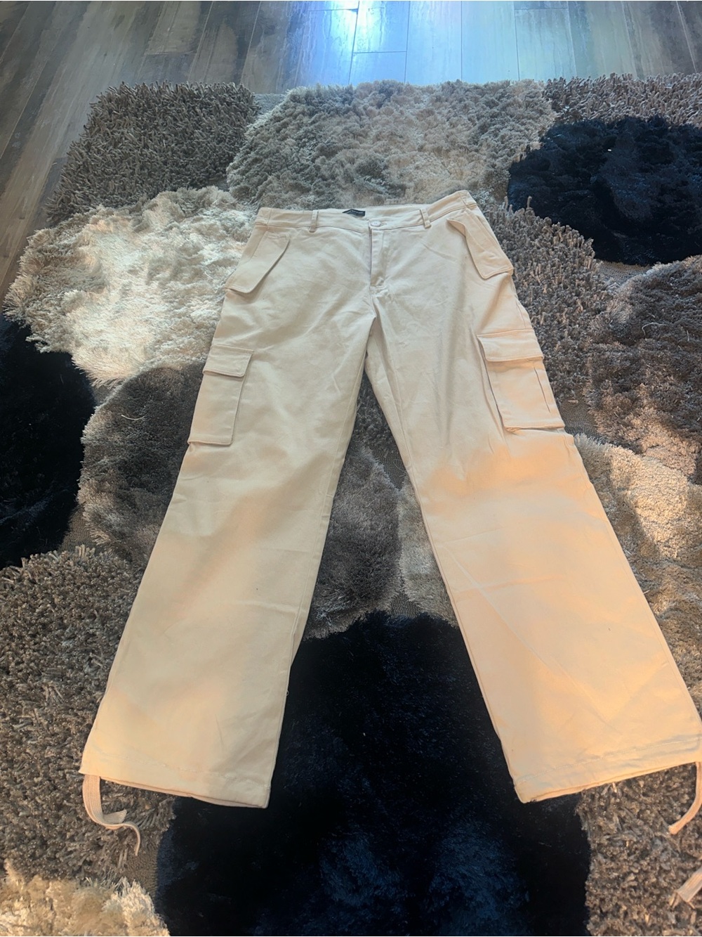 naked wardrobe Beige Cargo Pants with Utility Pockets